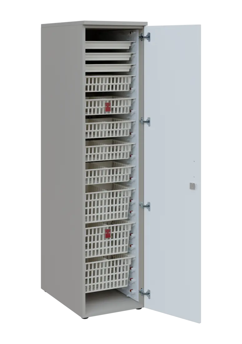 EUROMEDICA D - 46 ABS skříň léková boxová, 1-dveřová, pravá, 1950x460x735, korpus šedý, dvířka bílá